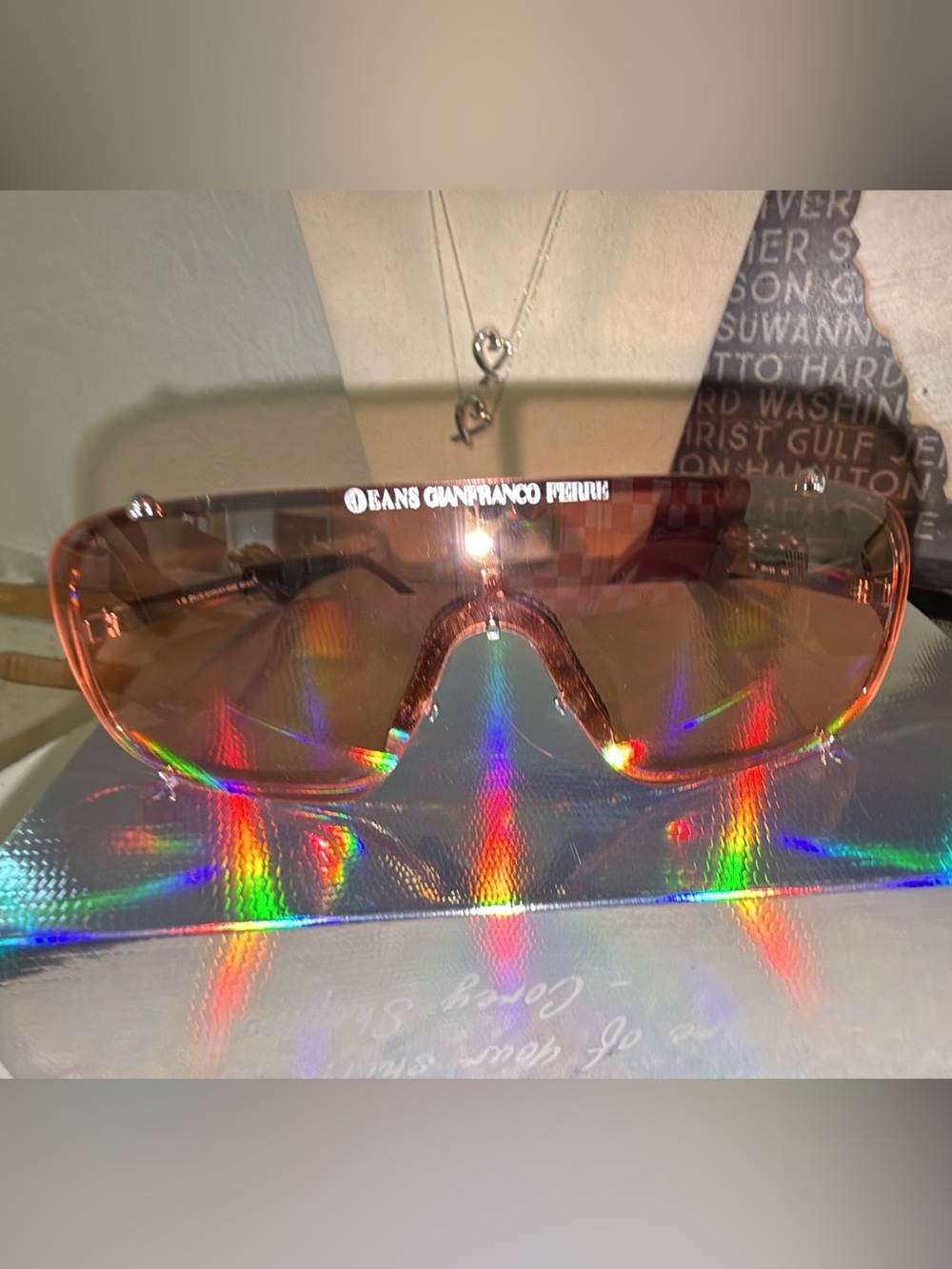Gianfranco Ferre GFJ6/S YB7 pink lenses 1990’s famous shield sunglasses